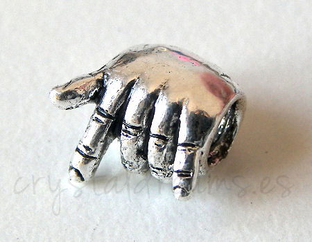Cuenta de metal - Hand - 8mm - Agujero:4,5mm - - Crystaldreams Abalorios