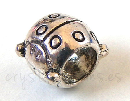 Cuenta de metal - Ladybug - 7x8mm - Agujero:5mm - - Crystaldreams Abalorios