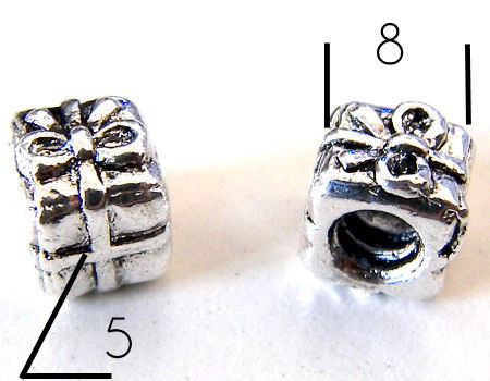 Cuenta de metal - mod.Present - 8mm - Agujero: 5mm - - Crystaldreams Abalorios