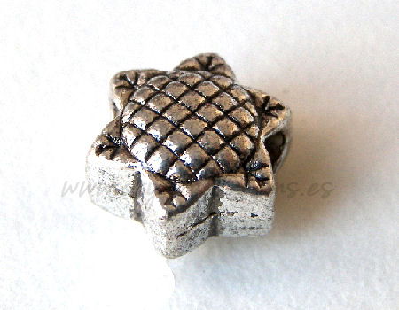 Cuenta de metal - mod. Star 6 tips- 11x12mm- Agujero: 4,5mm - - Crystaldreams Abalorios