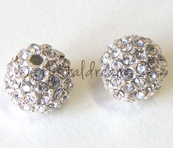 Cuenta metallica con Rhinestone - 11mm - Agujero 2mm - Crystal - - Crystaldreams Abalorios