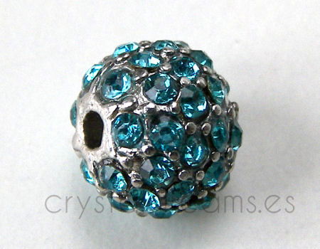 Cuenta metallica con Rhinestone - 11mm Agujero 2mm Blue Zircon - - Crystaldreams Abalorios
