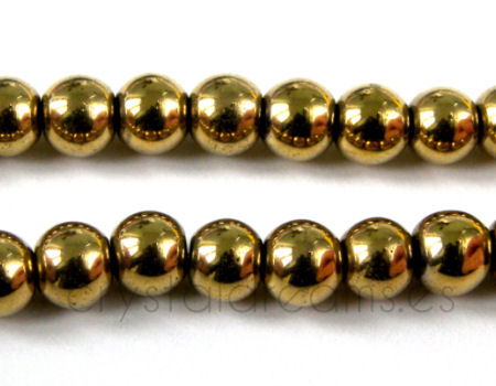 Cuenta redonda hematite golden 6mm - Agujero: 1mm - - Crystaldreams Abalorios