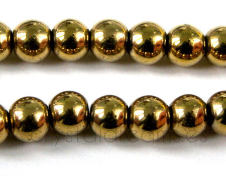 Cuenta redonda hematite golden 8mm - Agujero: 1mm - - Crystaldreams Abalorios