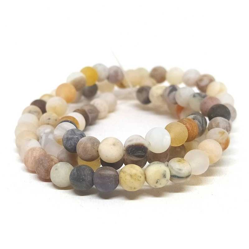 Cuentas Agata Bamboo 4mm Hole: 0,8mm Tira: 93piezas - - Crystaldreams Abalorios