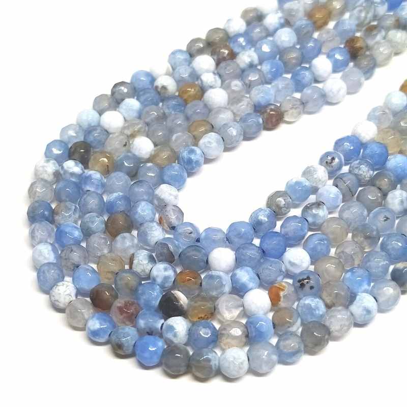 Cuentas Agata Facetadas Teñidas Cornflower 4mm Hole:0,8mm 90pzs - - Crystaldreams Abalorios