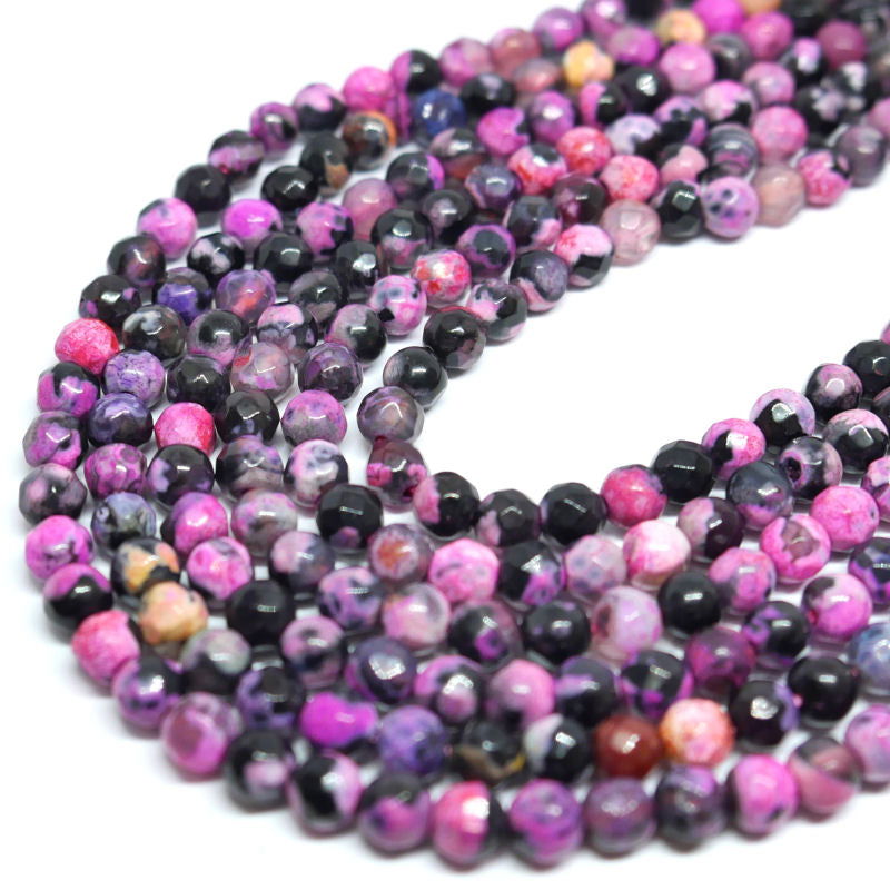 Cuentas Agata Facetadas Teñidas Deep Pink 4mm Hole:0,8mm 90pzs - - Crystaldreams Abalorios