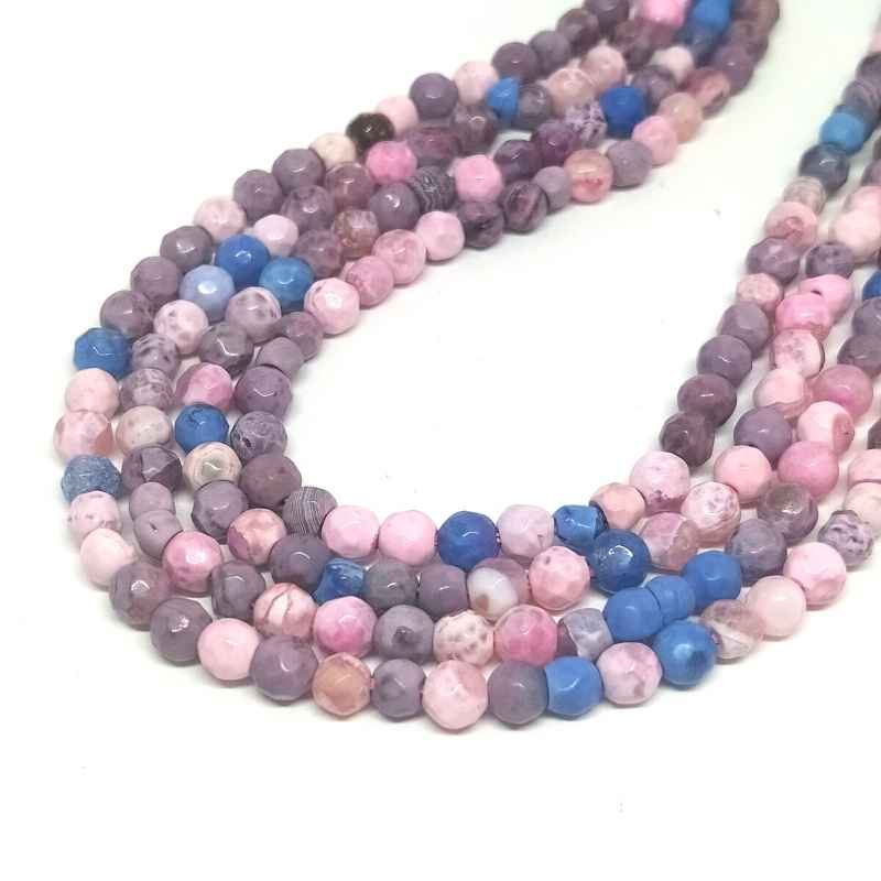 Cuentas Agata Facetadas Teñidas Flamingo 4mm Hole:0,8mm 90pzs - - Crystaldreams Abalorios