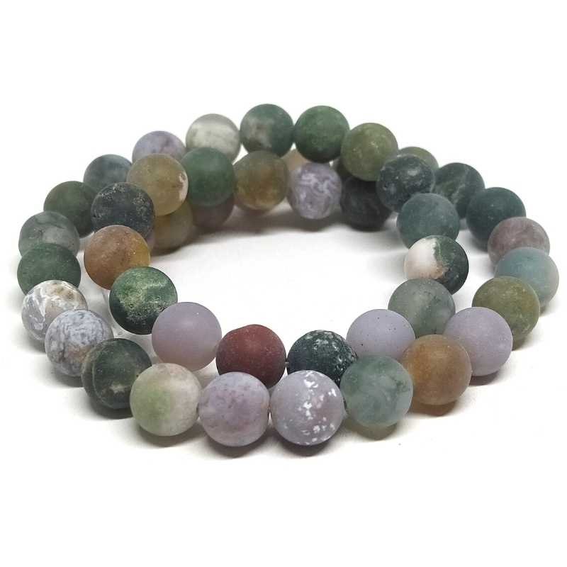 Cuentas Agata Indiana mate 8mm Hole: 1mm Tira: 47piezas - - Crystaldreams Abalorios