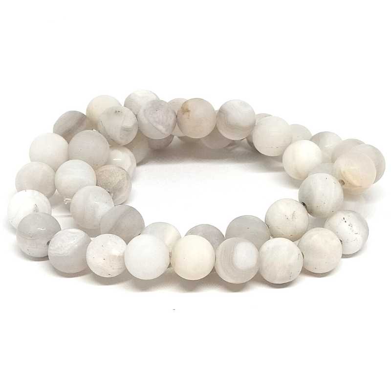 Cuentas Agata Natural White Mate 8mm Hole: 1mm 47piezas - - Crystaldreams Abalorios
