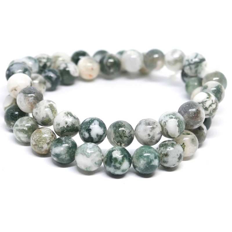 Cuentas Agata Tree 8mm Hole: 1mm Tira: 47piezas - - Crystaldreams Abalorios