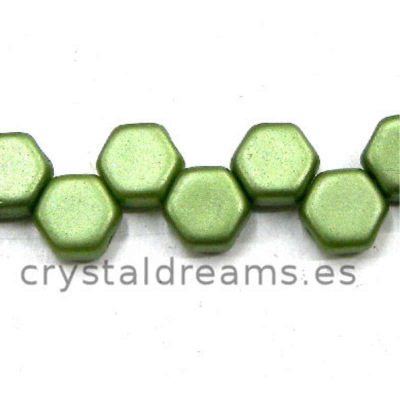 Cuentas Honeycomb 6x6mm - 30 unidades PASTEL OLIVINE - - Crystaldreams Abalorios