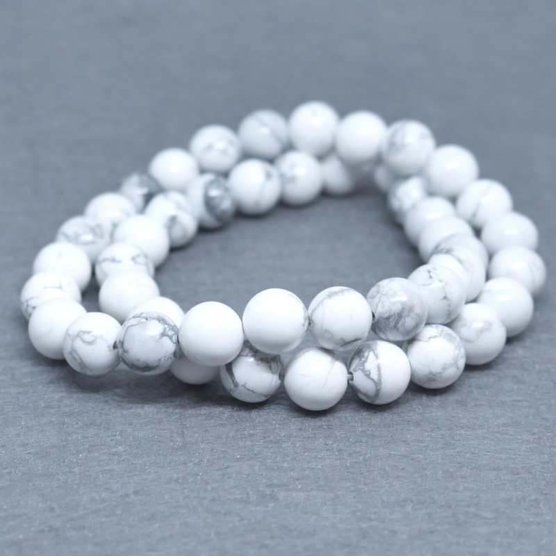 Cuentas Howlite natural White 10mm Hole: 1mm Tira: 38 piezas - - Crystaldreams Abalorios
