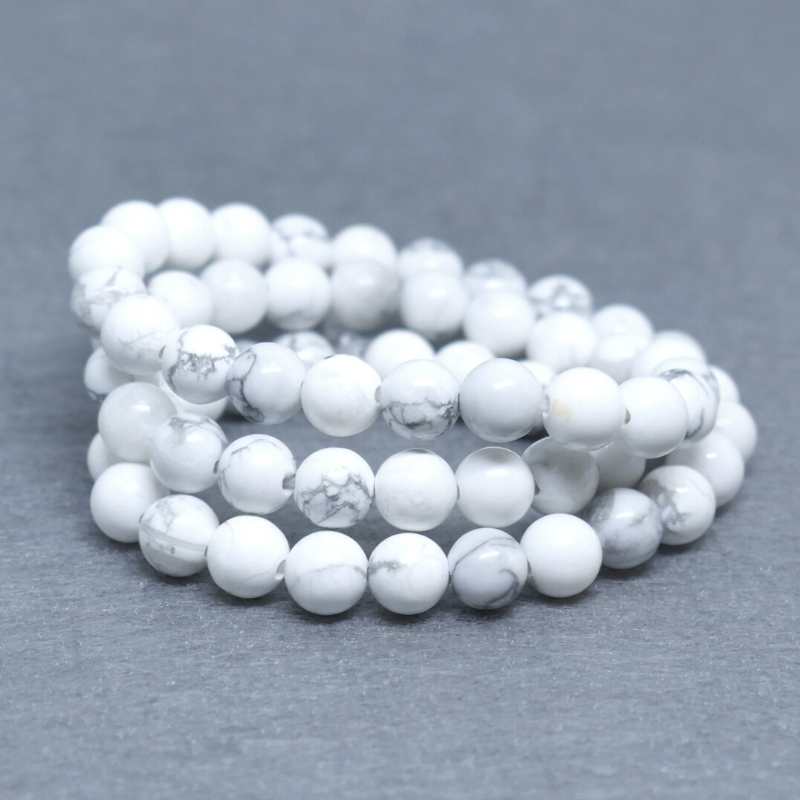 Cuentas Howlite natural White 6mm Hole: 1mm Tira: 63 piezas - - Crystaldreams Abalorios