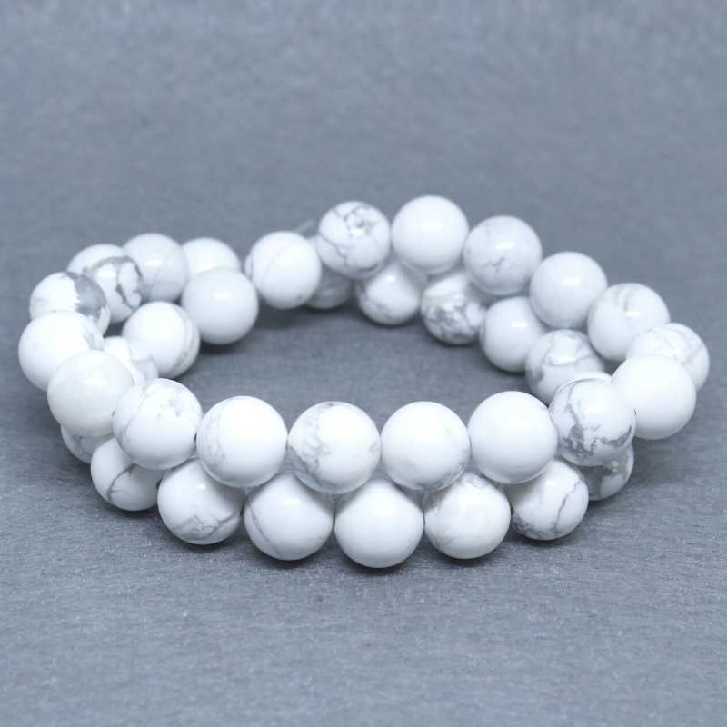 Cuentas Howlite natural White 8mm Hole: 1mm Tira: 47 piezas - - Crystaldreams Abalorios