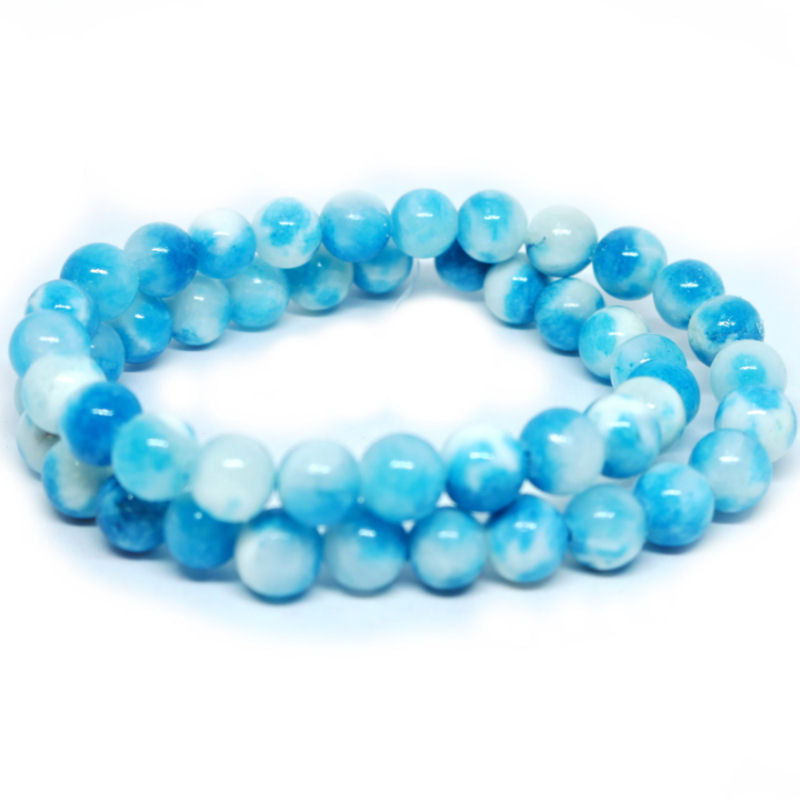 Cuentas Jade blanco naturales DodgerBlue 8mm agujero:1mm 50 unit - - Crystaldreams Abalorios