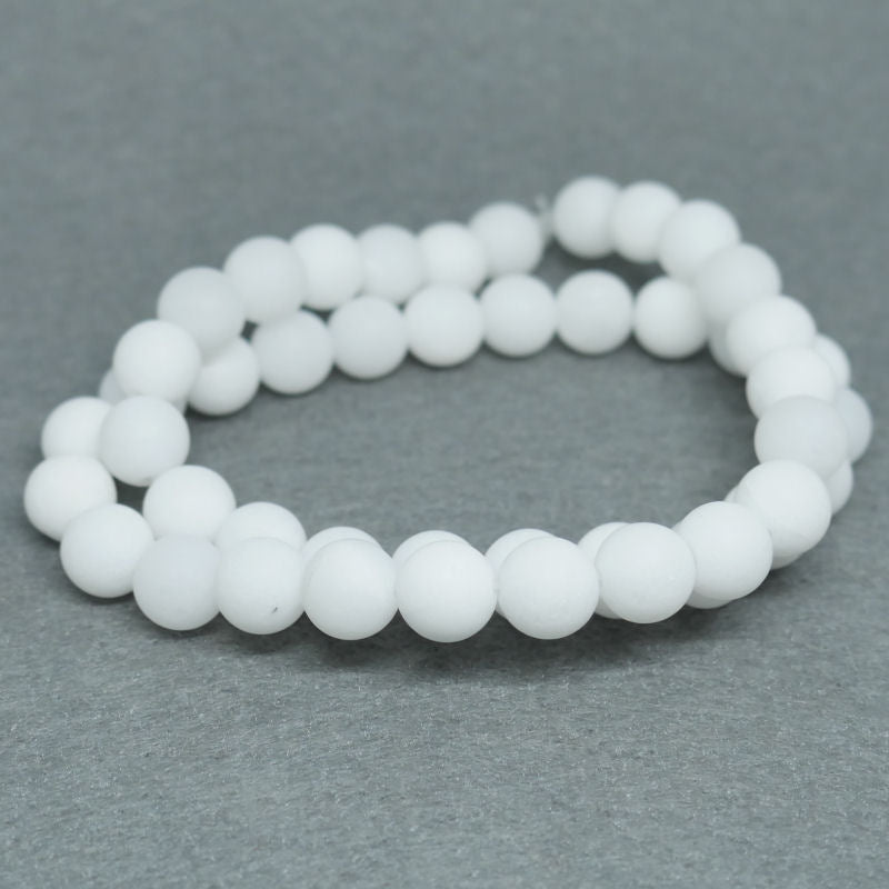 Cuentas Jade natural White Mate 8mm Hole: 1mm 47 piezas - - Crystaldreams Abalorios