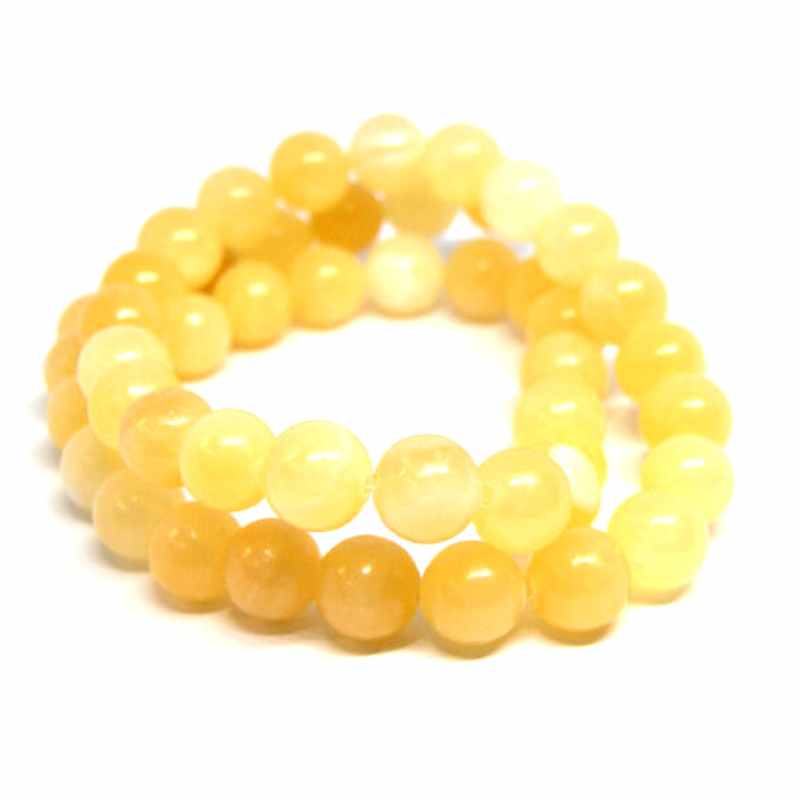 Cuentas Jade natural Yellow 8mm Hole: 1mm Tira: 47 piezas - - Crystaldreams Abalorios