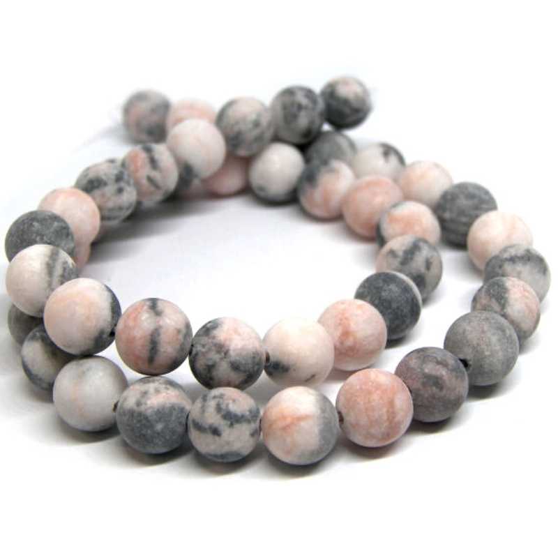 Cuentas Jaspe natural Zebra 8mm Hole: 1mm Tira: 47 piezas - - Crystaldreams Abalorios