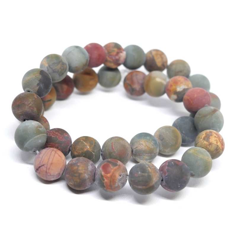 Cuentas Natural Jaspe Picasso Mate 10mm Hole: 1mm Tira: 36piezas - - Crystaldreams Abalorios