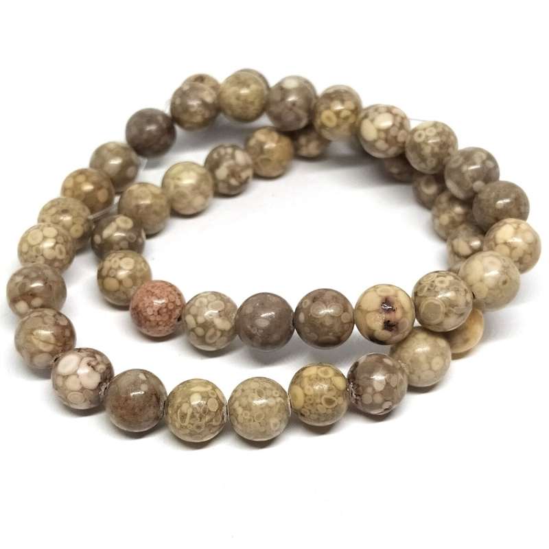 Cuentas Piedra Crisantemo natural 8mm Hole: 1mm Tira: 47 piezas - - Crystaldreams Abalorios