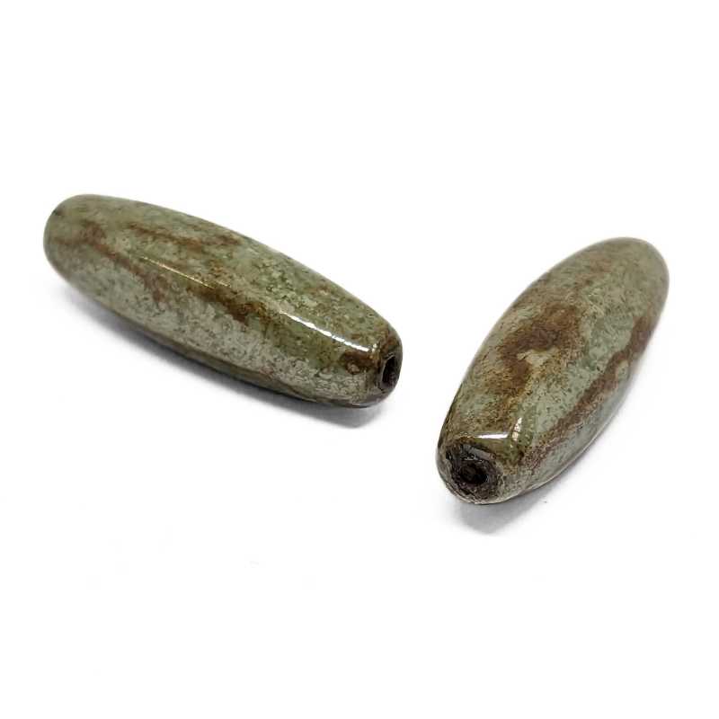 Cuentas Prensadas Cristal Checo - 28x8mm Tunbe Green Seda - - Crystaldreams Abalorios