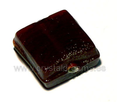 Cuentas Vidrio 12x12mm "Squared" Garnet x1 - - Crystaldreams Abalorios