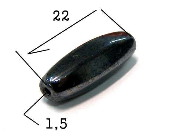 Cuentas Vidrio 22x7mm Hematite Agujero: 1,5mm - - Crystaldreams Abalorios