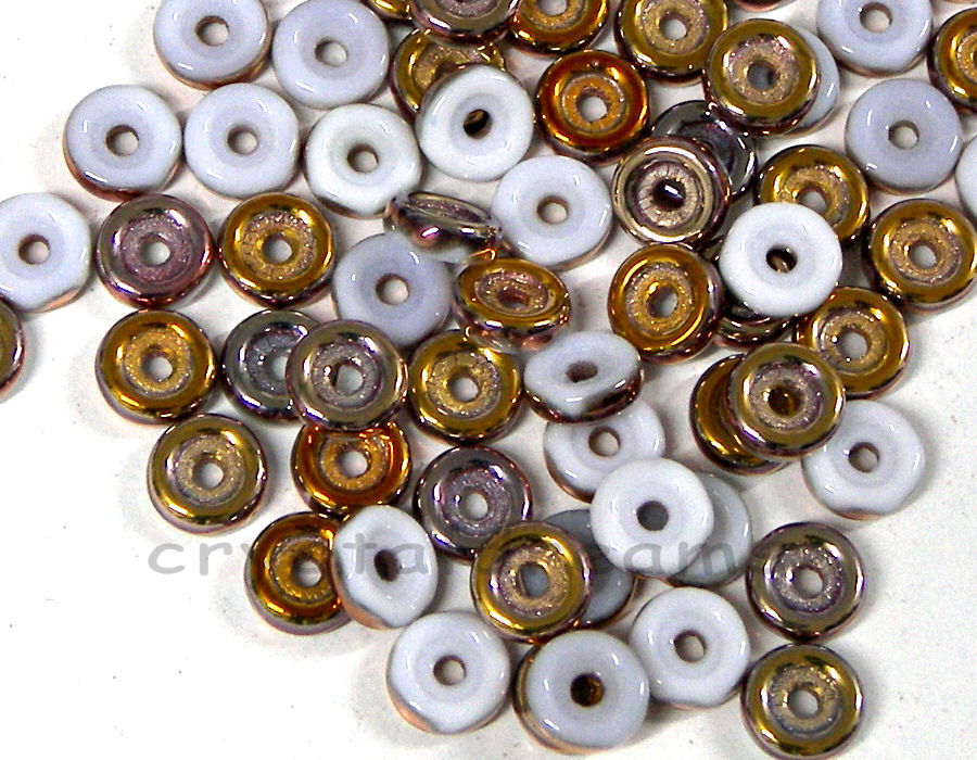 Cuentas Wheel Beads - 6mm - Opaque White Capri Gold - 5gr. - - Crystaldreams Abalorios
