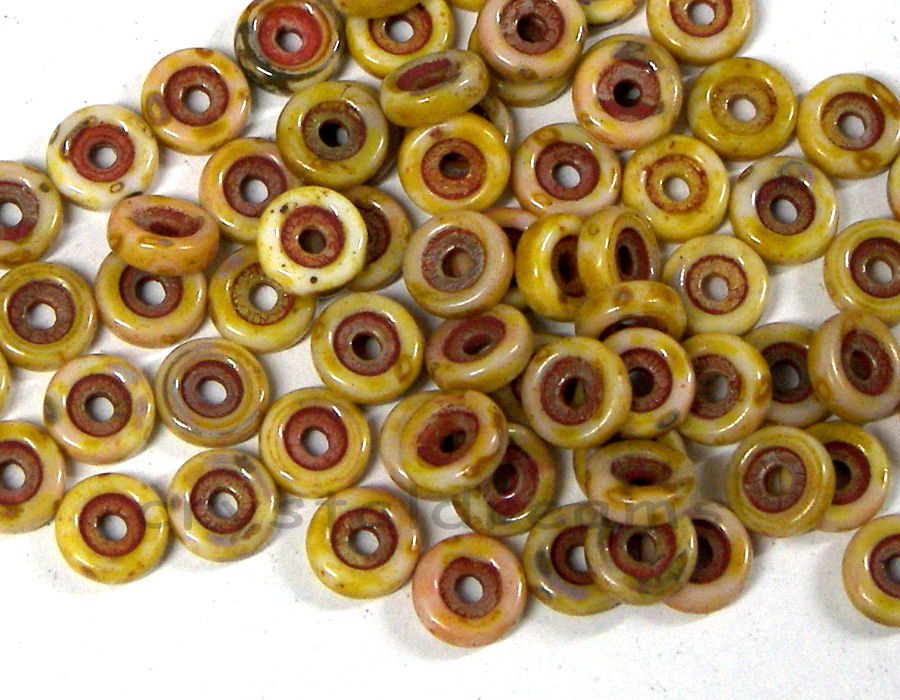 Cuentas Wheel Beads - 6mm - Opaque White Travertin Dark - 5gr. - - Crystaldreams Abalorios