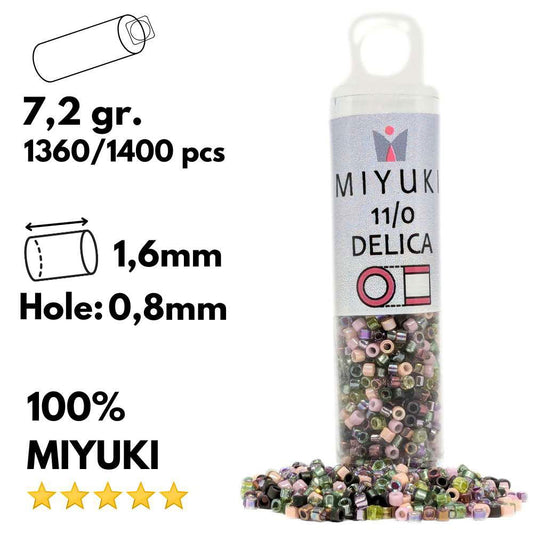 DB-MIX21 Tubo Miyuki Delica 11/0 Lavender Gardeny Mix 7,2gr. - DB-MIX21 Tubo Miyuki Delica 11/0 Lavender Gardeny Mix 7,2gr. - Miyukilandia