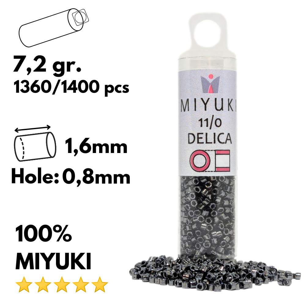 DB0001 Tubo Miyuki Delica 11/0 Gunmetal 7,2gr. -
