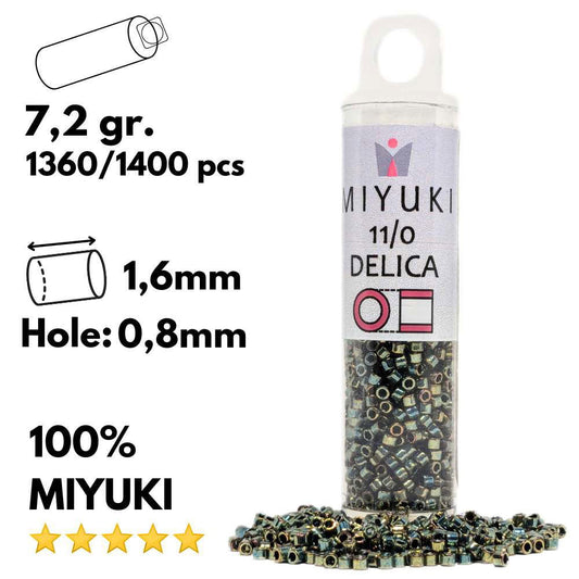 DB0024 Tubo Miyuki Delica 11/0 Metallic Green 7,2gr - DB0024 Tubo Miyuki Delica 11/0 Metallic Green 7,2gr - Miyukilandia