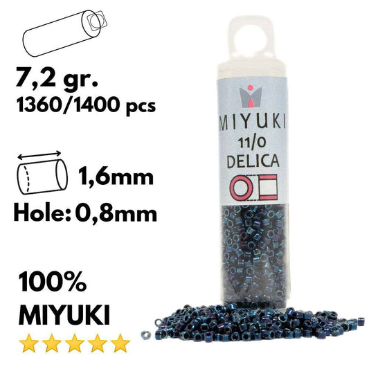 DB0025 Tubo Miyuki Delica 11/0 Metallic Blue Iris 7,2gr - DB0025 Tubo Miyuki Delica 11/0 Metallic Blue Iris 7,2gr - Miyukilandia