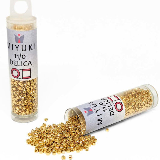 DB0031 Tubo Miyuki Delica 11/0 Gold Plated 24Kt 7,2gr - DB0031 Tubo Miyuki Delica 11/0 Gold Plated 24Kt 7,2gr - Miyukilandia