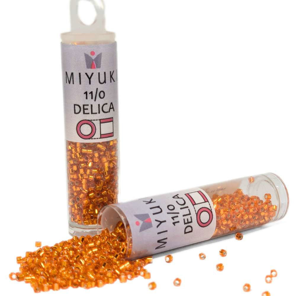 DB0045 Tubo Miyuki Delica 11/0 Silver Lined Orange 7,2gr - DB0045 Tubo Miyuki Delica 11/0 Silver Lined Orange 7,2gr - Miyukilandia