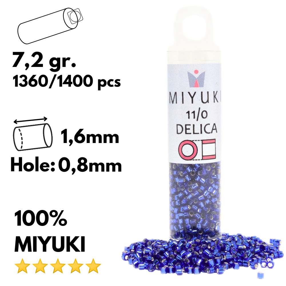 DB0047 Tubo Miyuki Delica 11/0 Silver Lined Cobalt 7,2gr -