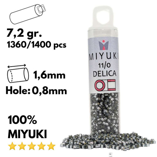 DB0048 Tubo Miyuki Delica 11/0 Silver Lined Gray 7,2gr -