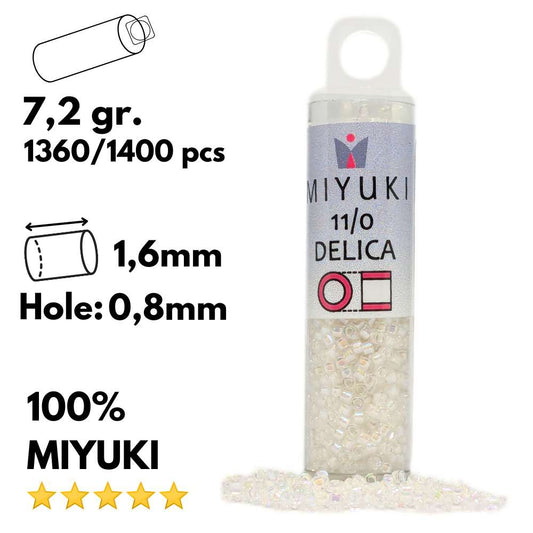 DB0052 Tubo Miyuki Delica 11/0 Off White AB 7,2gr -