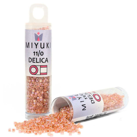 DB0054 Tubo Miyuki Delica 11/0 Lined Peach AB 7,2gr - DB0054 Tubo Miyuki Delica 11/0 Lined Peach AB 7,2gr - Miyukilandia