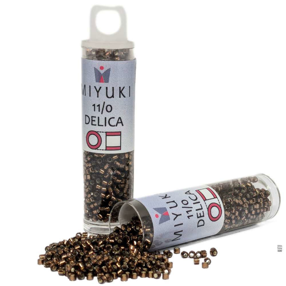 DB0150 Tubo Miyuki Delica 11/0 Silver Lined Brown 7,2gr - DB0150 Tubo Miyuki Delica 11/0 Silver Lined Brown 7,2gr - Miyukilandia