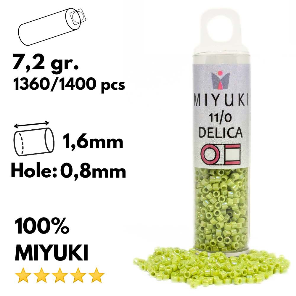 DB0169 Tubo Miyuki Delica 11/0 Opaque Chartreuse AB 7,2gr -