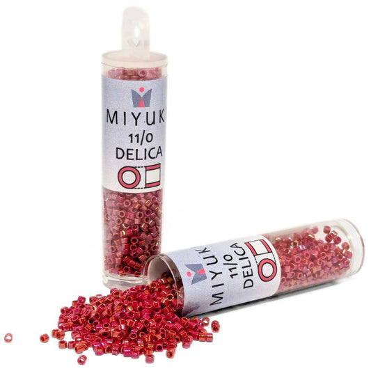 DB0214 Tubo Miyuki Delica 11/0 Opaque Red Luster 7,2gr - DB0214 Tubo Miyuki Delica 11/0 Opaque Red Luster 7,2gr - Miyukilandia