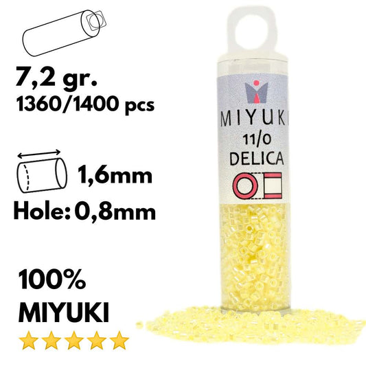 DB0232 Tubo Miyuki Delica 11/0 Lined Crystal Pale Yellow 7,2gr -