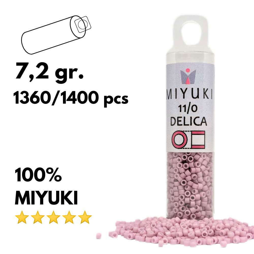 DB0355 Tubo Miyuki Delica 11/0 Matte Rose 7,2gr - DB0355 Tubo Miyuki Delica 11/0 Matte Rose 7,2gr - Miyukilandia