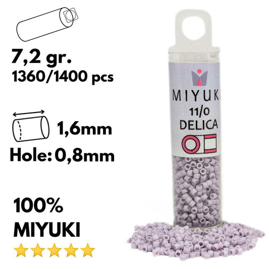DB0356 Tubo Miyuki Delica 11/0 Matte Lavender 7,2gr. - DB0356 Tubo Miyuki Delica 11/0 Matte Lavender 7,2gr. - Miyukilandia