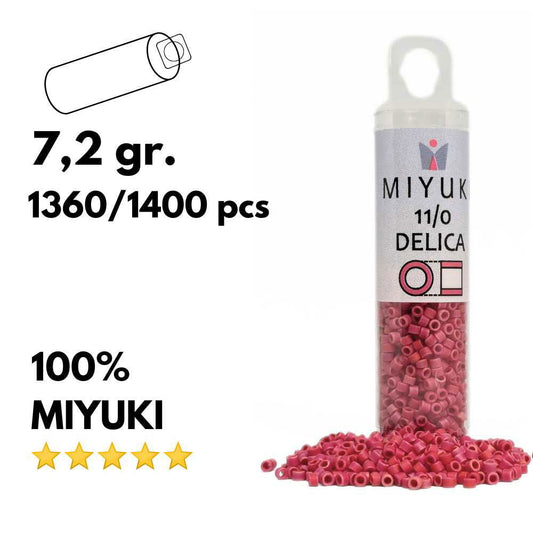 DB0362 Tubo Miyuki Delica 11/0 Matte Red 7,2gr - DB0362 Tubo Miyuki Delica 11/0 Matte Red 7,2gr - Miyukilandia