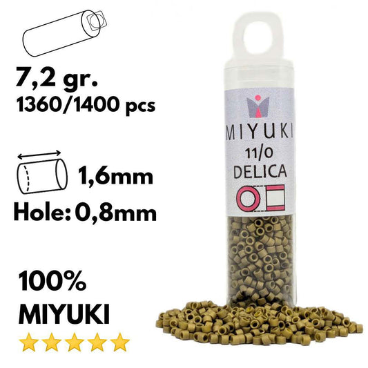 DB0371 Tubo Miyuki Delica 11/0 Matte Metallic Olive Gold 7,2gr - DB0371 Tubo Miyuki Delica 11/0 Matte Metallic Olive Gold 7,2gr - Miyukilandia