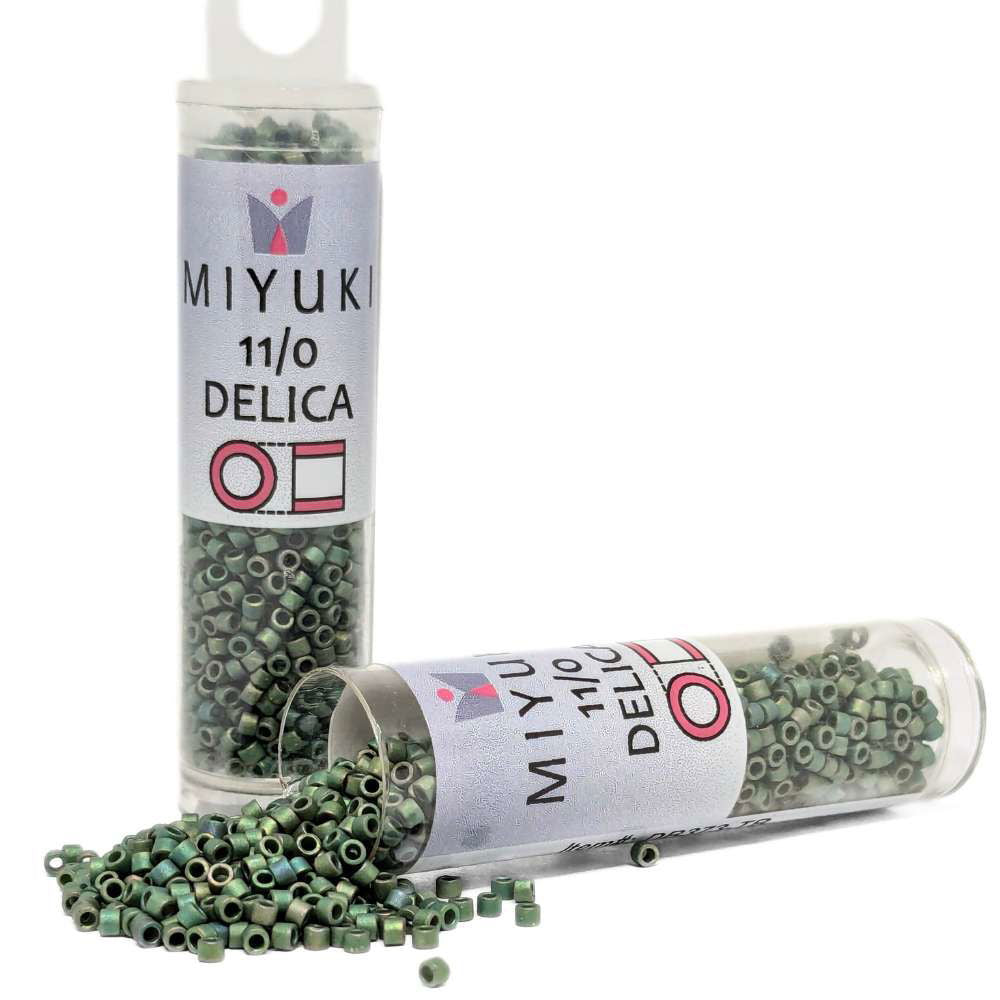 DB0373 Tubo Miyuki Delica 11/0 Matte Metallic Leaf Green 7,2gr - DB0373 Tubo Miyuki Delica 11/0 Matte Metallic Leaf Green 7,2gr - Miyukilandia