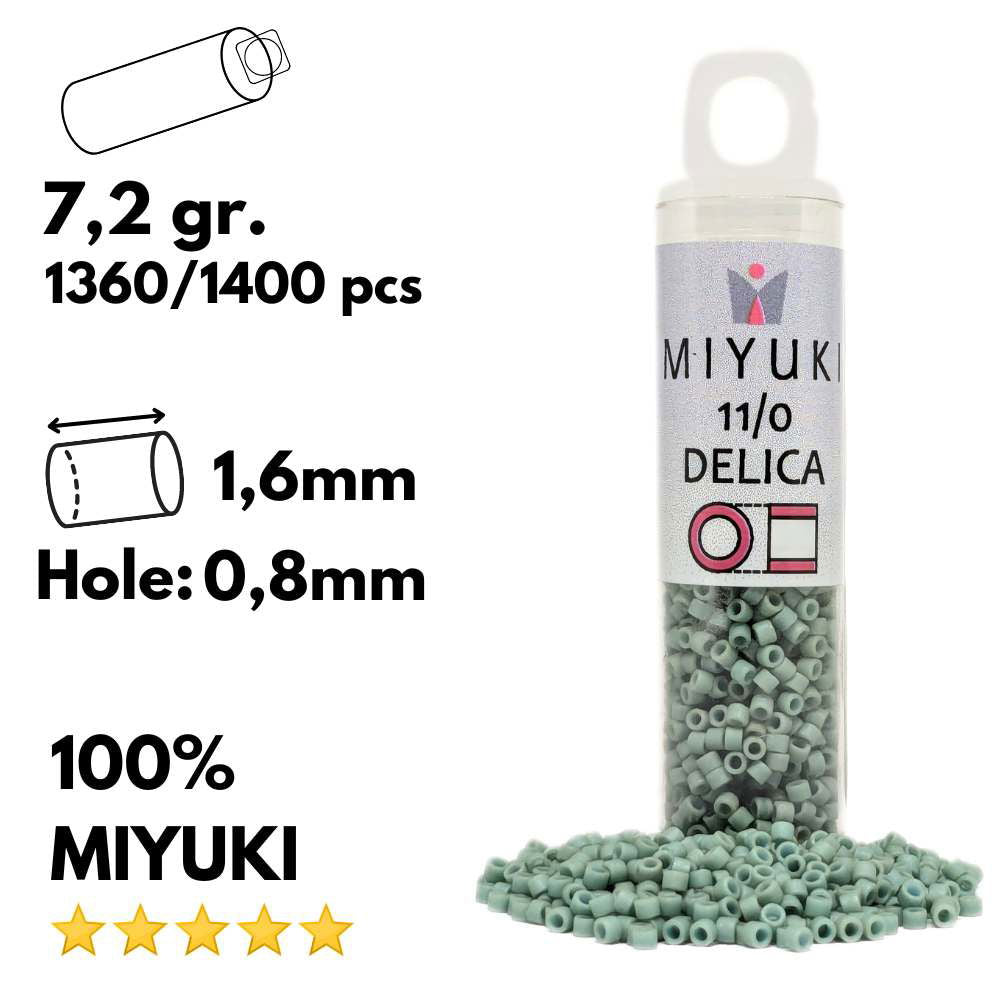 DB0374 Tubo Miyuki Delica 11/0 Matte Opaque Seafoam Luster 7,2gr - DB0374 Tubo Miyuki Delica 11/0 Matte Opaque Seafoam Luster 7,2gr - Miyukilandia